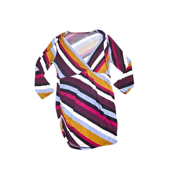 Motherhood Maternity multi Striped Long Sleeve Top ruched side small (maternity) - Picture 2 of 10